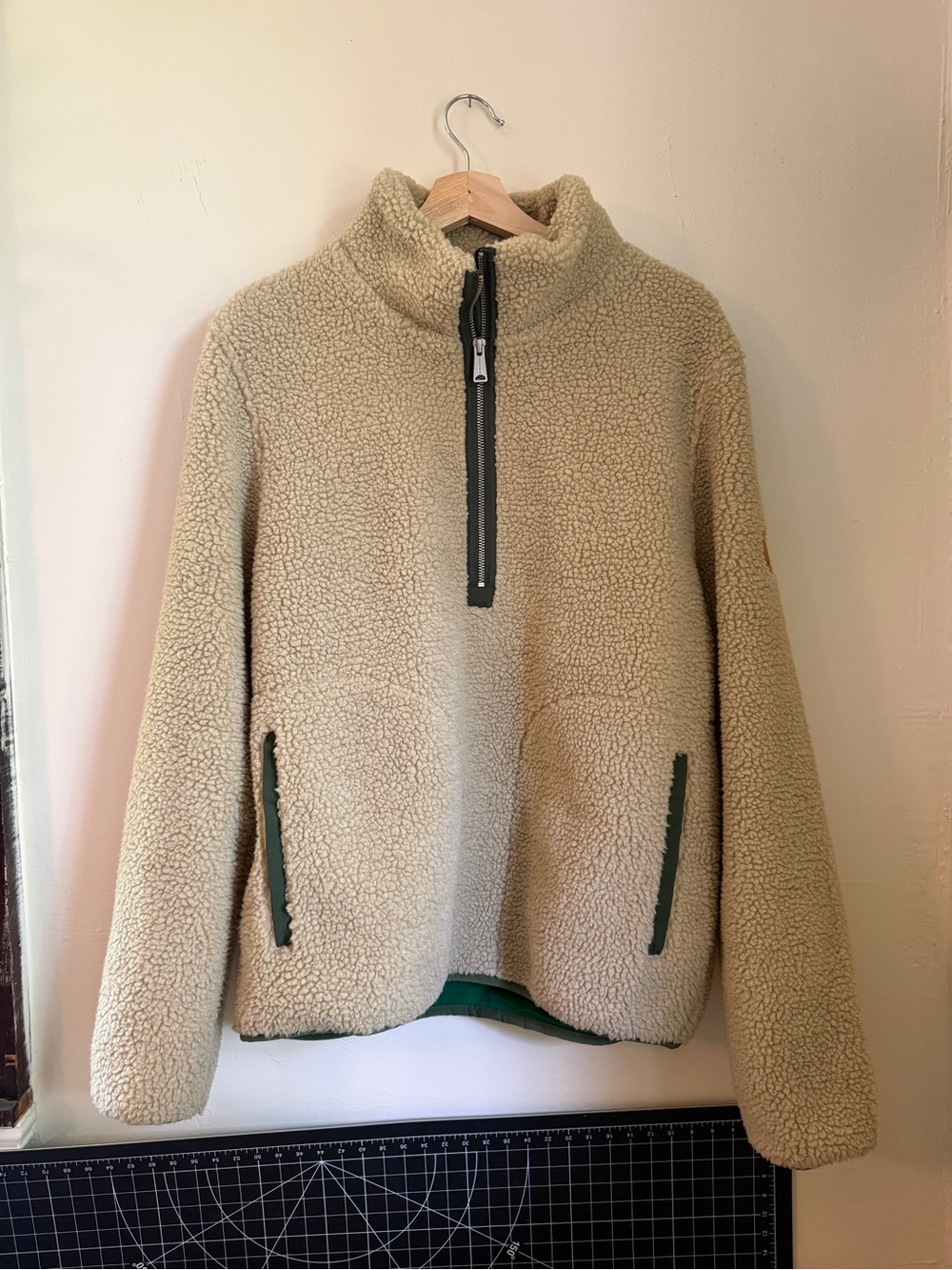 Penfield Men’s Cream Sherpa Half-Zip Jacket